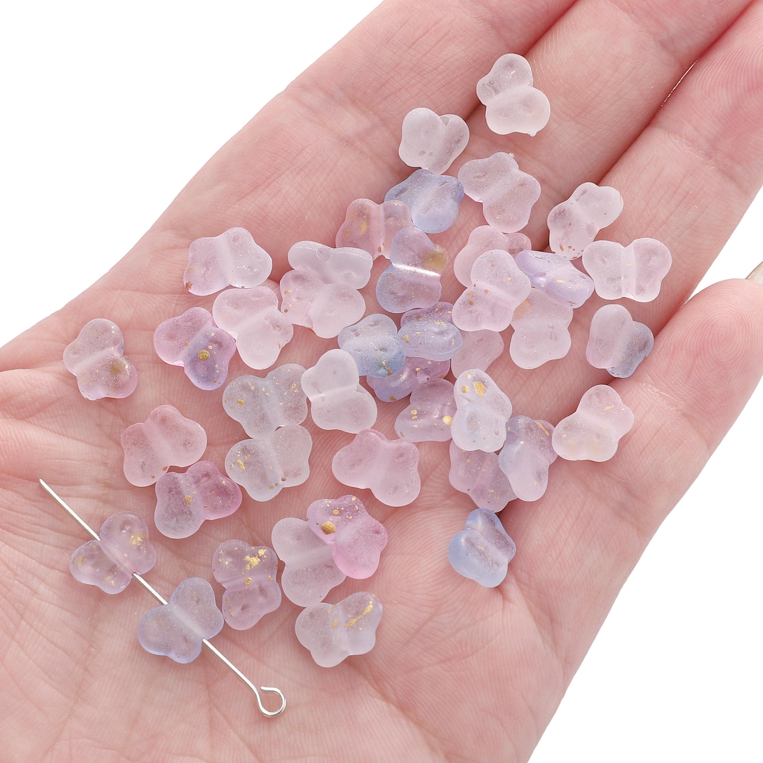 

70 шт. акриловых бусин-бабочек для изготовления своими руками ожерелий, браслетов, серег, ювелирных изделий, аксессуары для рукоделия 10x7mm 70pcs розовый/синий