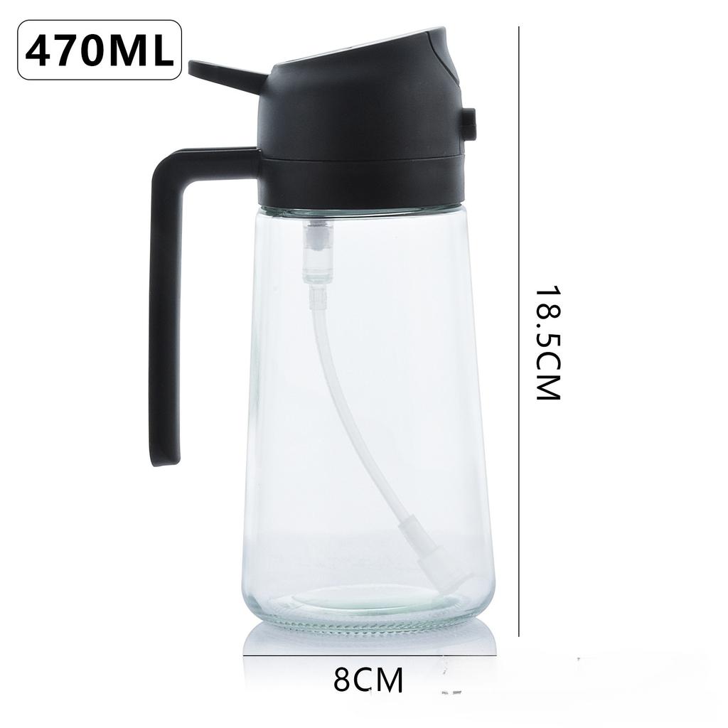 16oz/470ML Glass Oil Dispenser with Automatic Flip Lid 2in1 Kitchen Bottle,Cooking Sprayer,Leak-Proof Design,Oil Spray Bottle