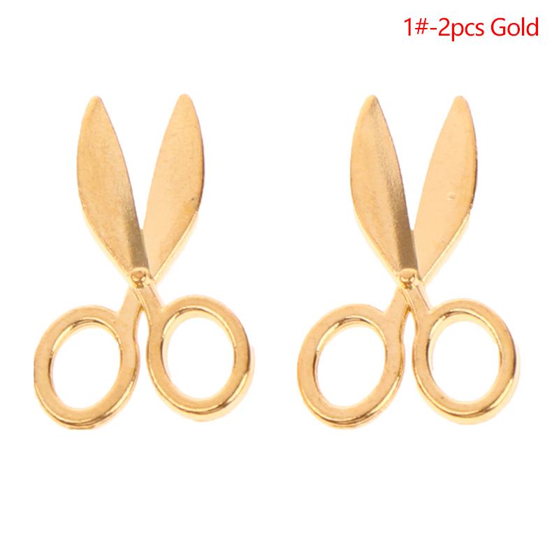 2Pcs 1:12 Dollhouse Mini Metal Scissors Model Silver/Gold House Furniture Decor
