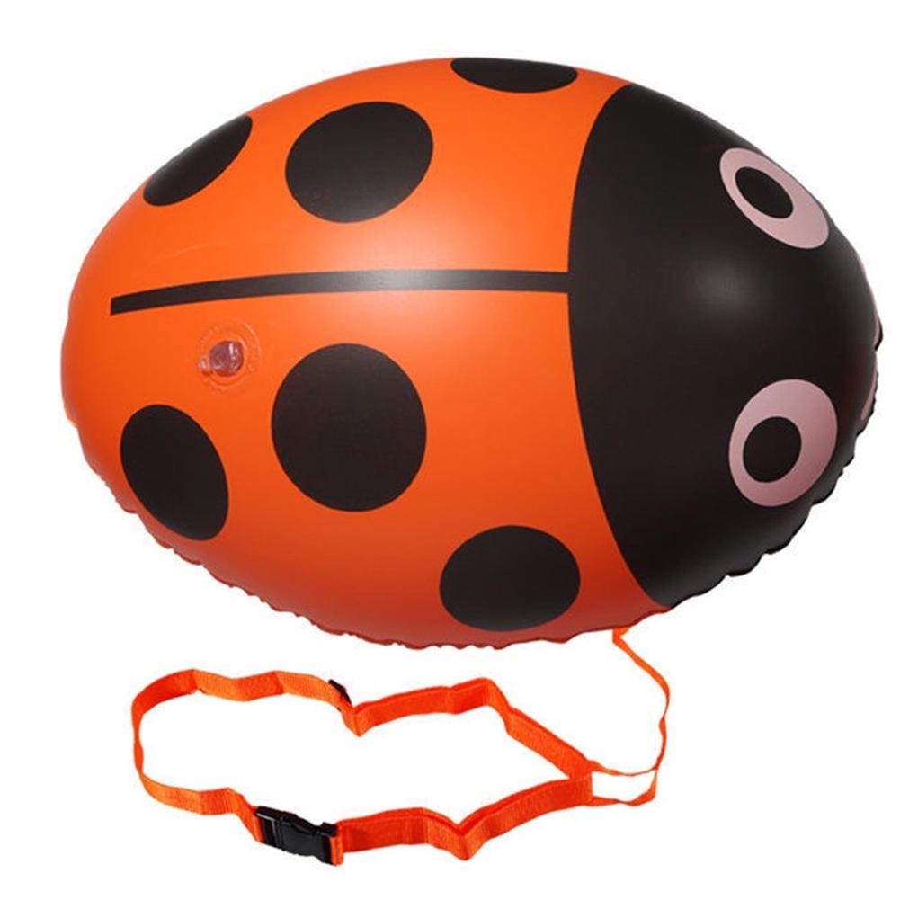 PVC Safety Swim Buoy Inflatable Ladybug Swimming Buoy Bag Floating Multifunctional with Waist Belt Adjustable for Water Sports