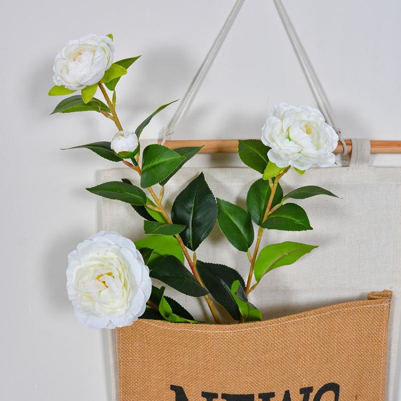 10pcs Wedding Pink Camellias Plant Simulation Flower Auditorium Decoration Artificial 4 Heads Camellia Branch Silk Fake Flowers