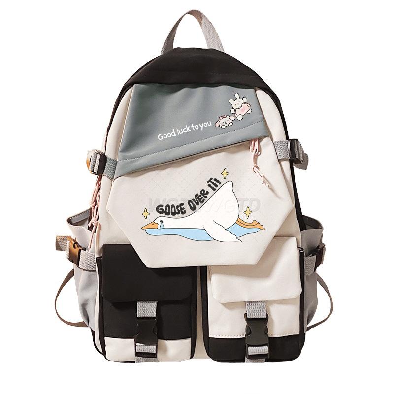 Goose Personalized Printing Korean Version Of Student Schoolbag Campus Color Matching Versatile Casual Backpack Trend