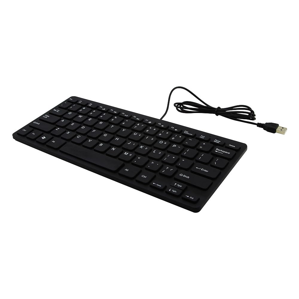 Compact USB Wired Keyboard, Pantograph Membrane, English Layout, 78 Keys, Mini Keyboard, Slim Design, 1.5m Cord, Compatible with PCs, Laptops, and