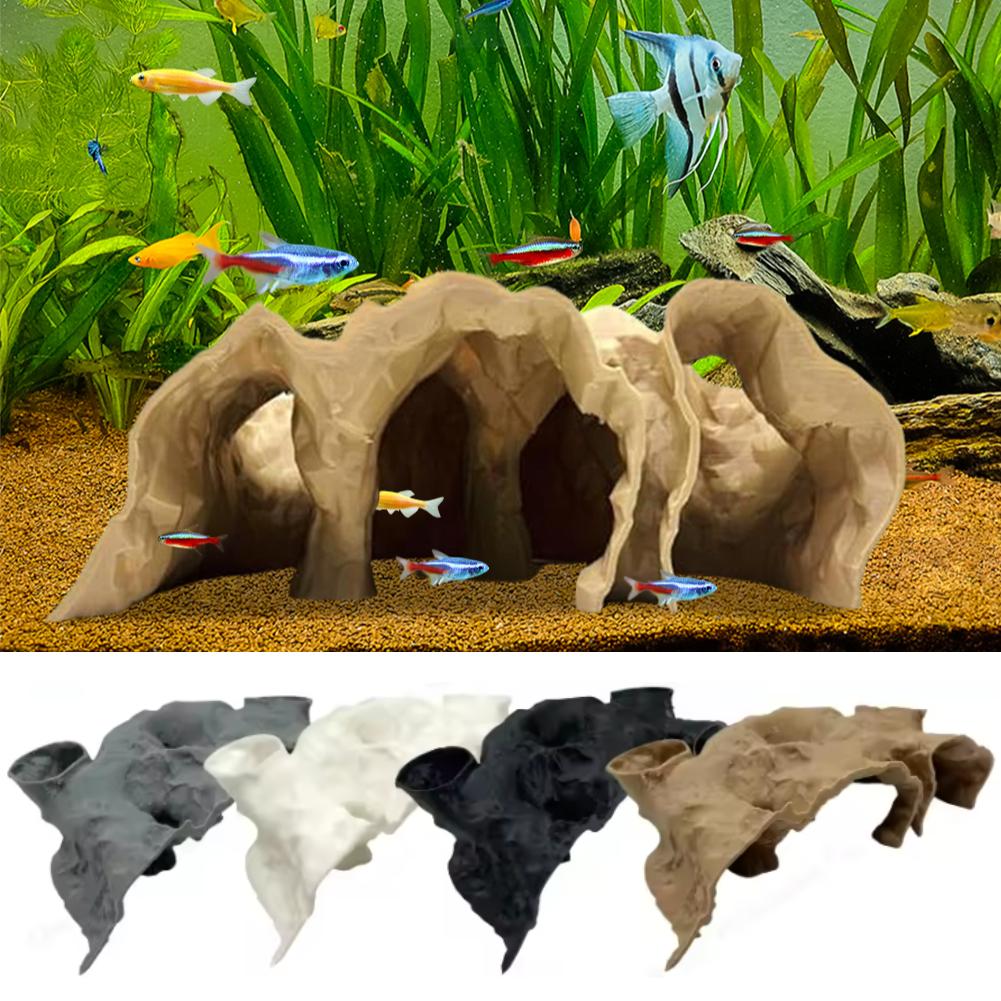 Aquarium Decoration 3D Printed Natural Curve Under Tunnel Cave Fish Tank Accessories Fish Hideout Aquarium Decor Hiding House