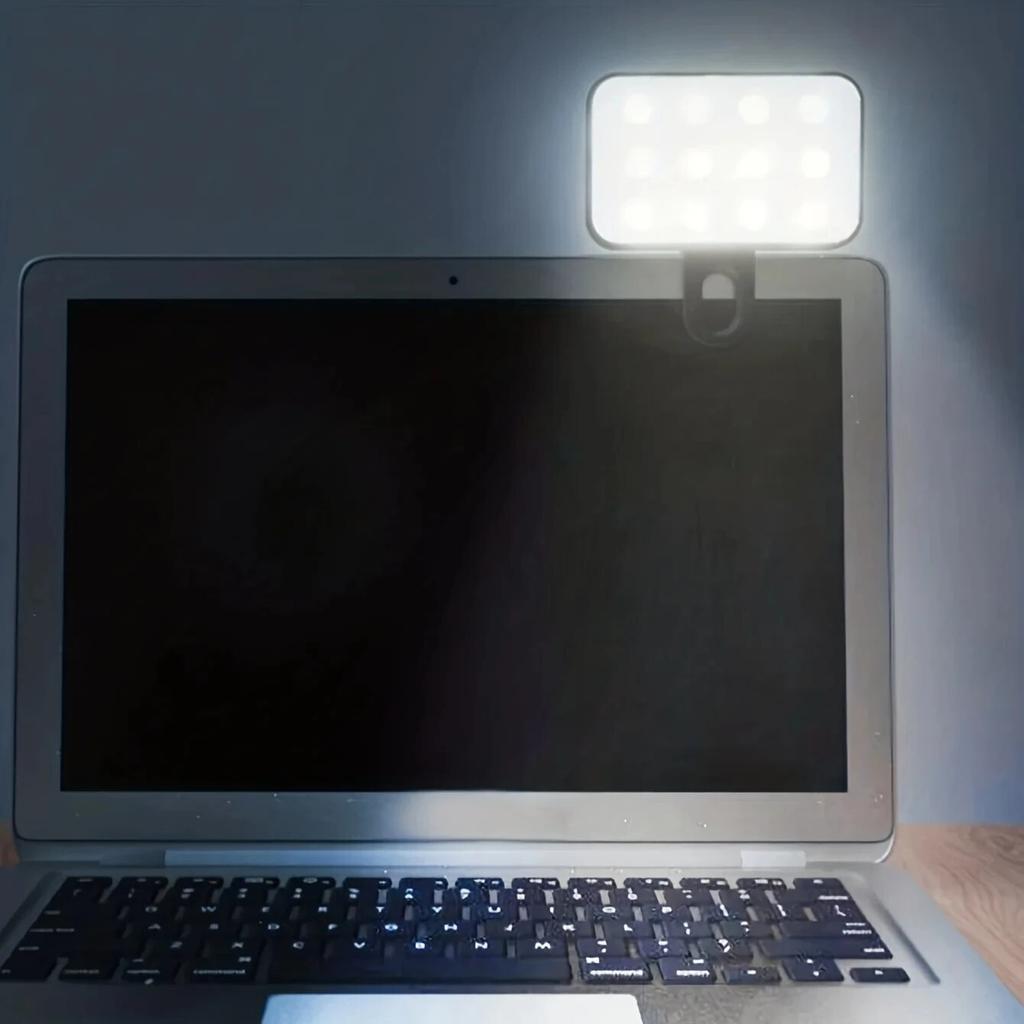 Tragbares Mini-Selfie-Fülllicht Wiederaufladbar 3 Modi Einstellbare Helligkeit Clip-On für Telefon, Laptop, Tablet Meeting, Make-up