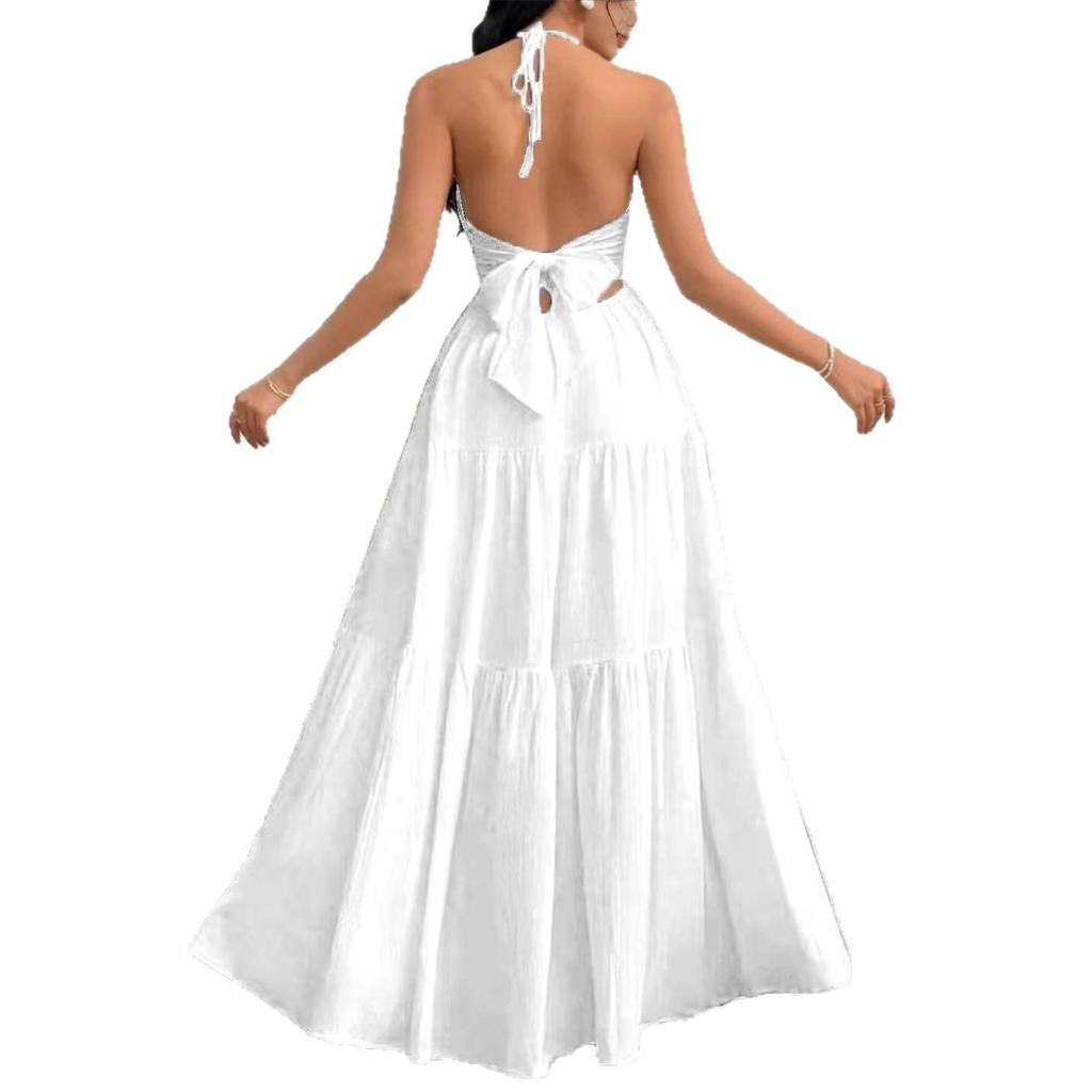 Abito da Sposa e Festa Bohemien Profondo Scollo a V Sulla Spalla con Cintura per Donna