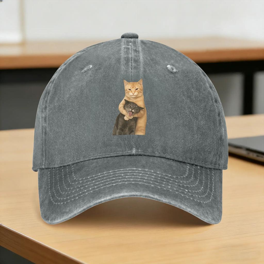 Funny Hug Cats Casual Baseball Cap  Hunting Camping Trucker Hat Summer Breathable Unisex Unisex DIY Print Baseball Caps