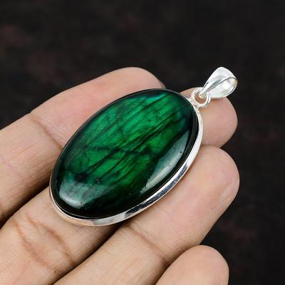 Green Fire Labradorite Pendant Natural Gemstone Pendant 925 Sterling Silver Pendant Handmade Jewelry Anniversary Gift Latest Design Pendant