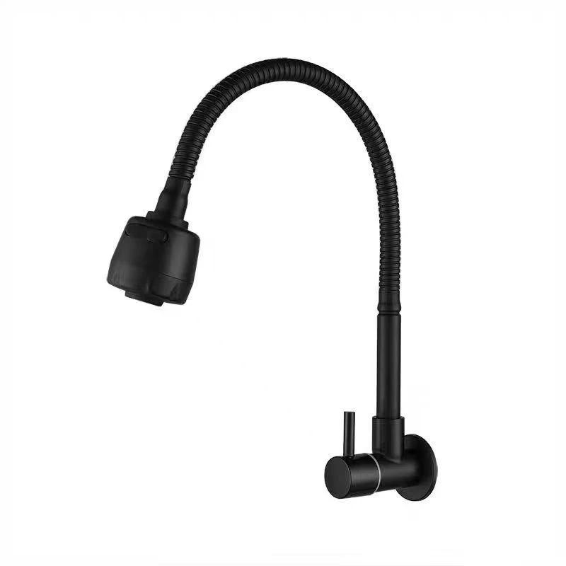 Stainless Steel Wall Mounted Faucet Single Cold Water Tap 360 Rotating Spout Washing Faucet Folding Neck Bathroom Kitchen Tap