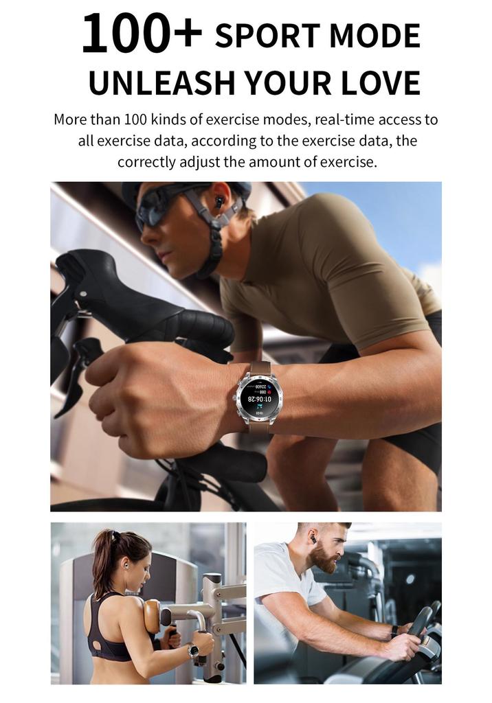 Smartwatch with TWS Bluetooth Earbuds, 1.52'' IPS Screen, Wake-Up Feature, Dual Call, AI Voice T95