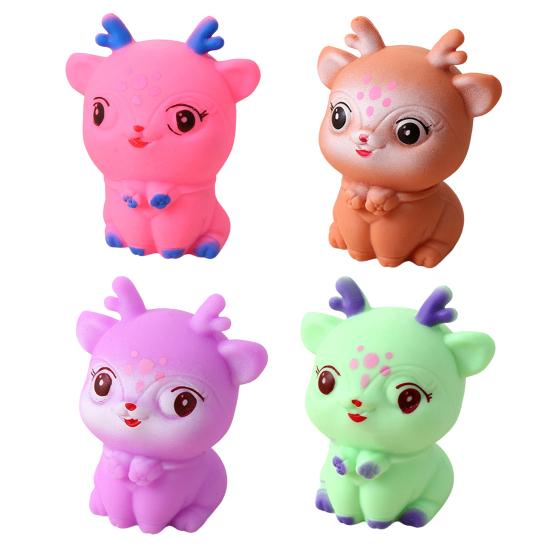 Small Deer Squeeze Toy Stress Relief Flour Filling Deer Stress Ball Portable Slow Rebound Cartoon Animal Decompression Office Desk Toy