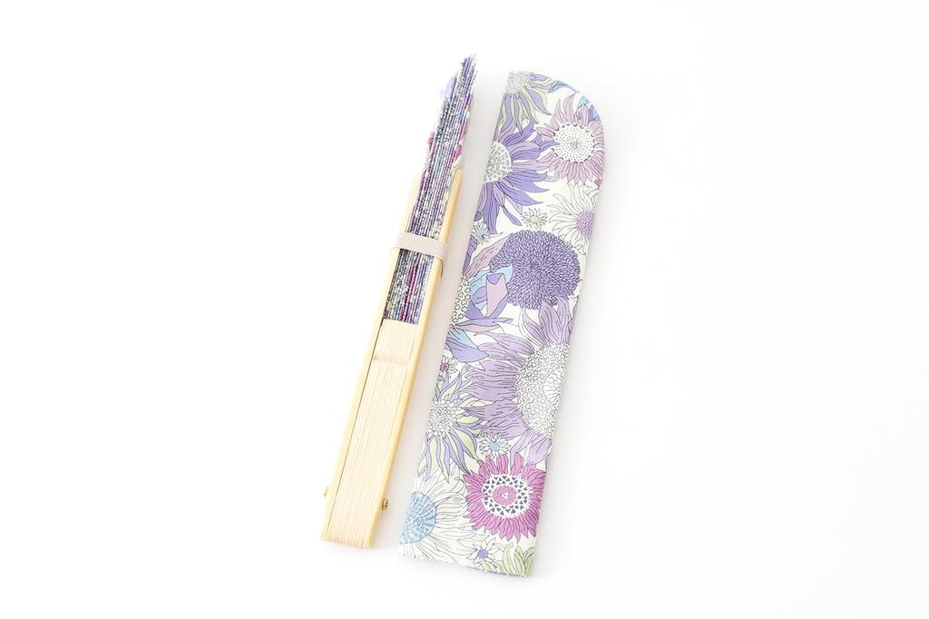 DDintex FLORET LONDON Small 2 X 21cm Liberty Print Shell-shaped Fan, Susanna, Lavender, [Uses Fabric]
