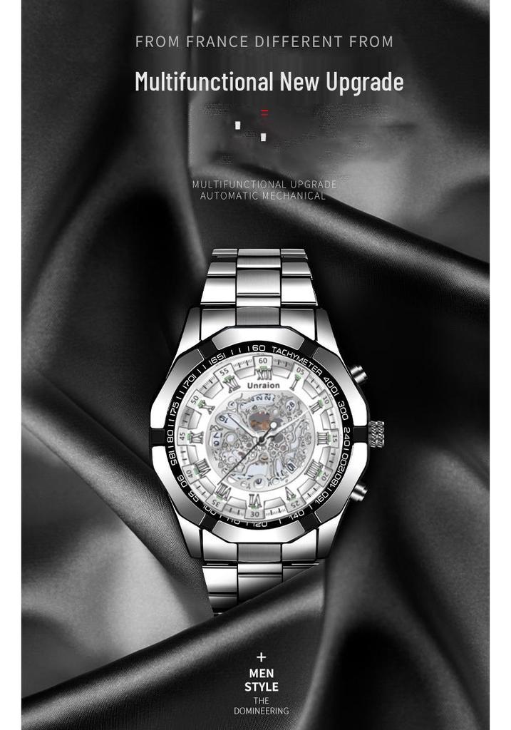 Men's Skeleton Calendar Watch - Waterproof, Luminous, Non-Mechanical, Automatic Movement