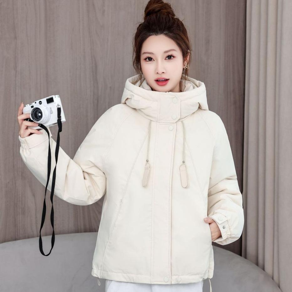 Han Fan Color Casual Two-Cotton Jacket Women's European Products Spring New Hooded Long Sleeve Padded Cotton Age-Reducing Outerwear Tide
