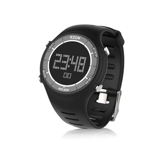 EZON digital watch, stopwatch/countdown/alarm function, EL backlight, ultra-thin large display, 5ATM waterproof, unisex digital watch L008C01