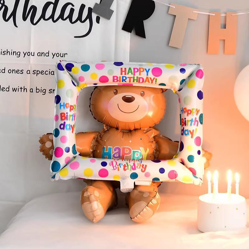 Gradient Rainbow Balloon with Crown for Girl's First Birthday Party Background Decoration