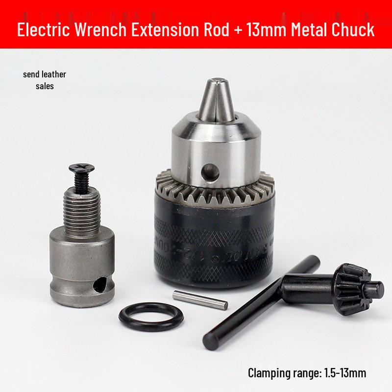 Electric to Air Impact Wrench Converter: 1/2" to 1/4" Hex Bit Adapter with Telescopic Spring Sleeve.