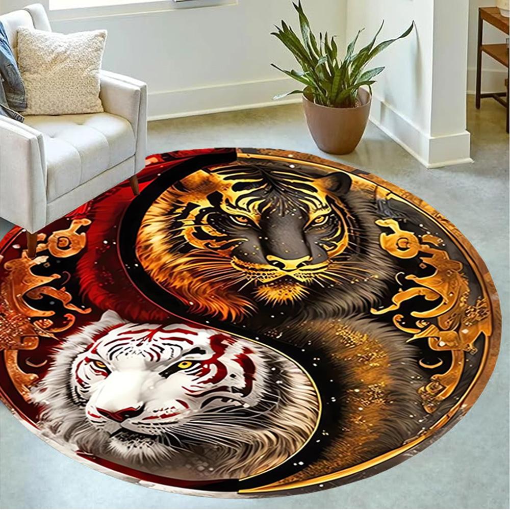 1pc home carpet yin yang floral design non-slip rug for office decor and living room gift ideas