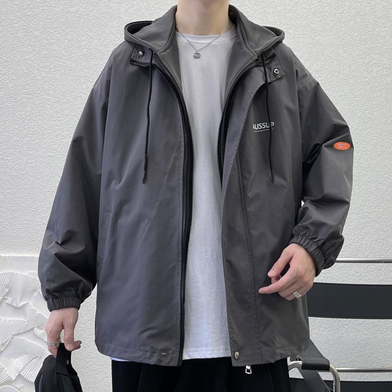 Fake Two-piece Jacket Men's Spring and Autumn Handsome Versatile Hooded Jacket Autumn Jacket Teenager Top