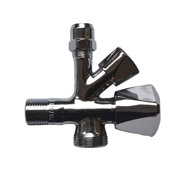 Chrome-plated Combined Stop Valve 1/2, 10 Mm and 3/4 Inch