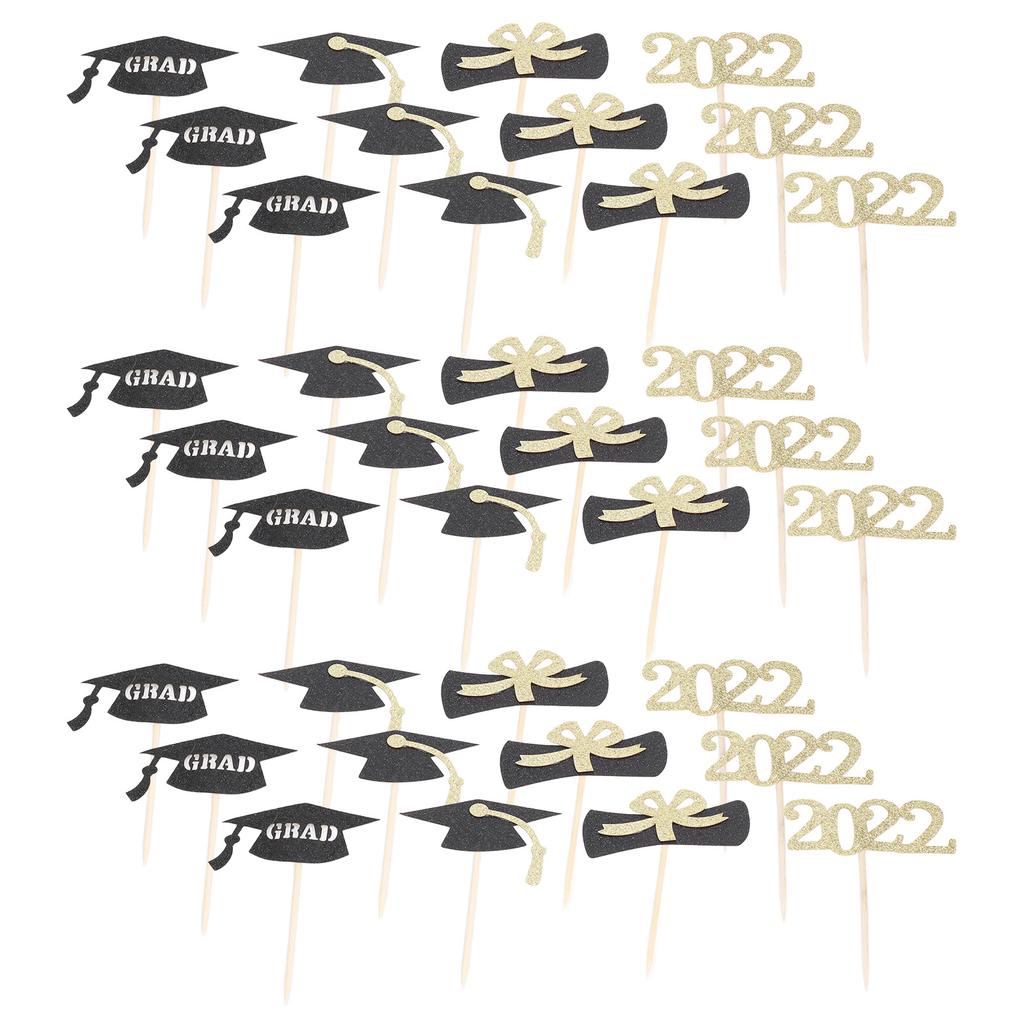 Graduation Cake Toppers Exquisite Beautiful Bachelor Hat 2022 Numbers Diploma Design Graduation Cake Inserts
