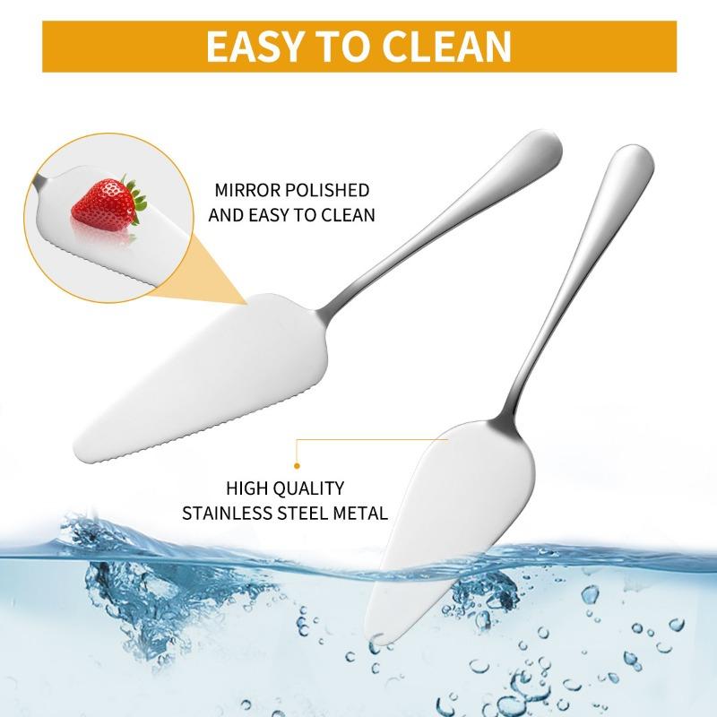 2PCS Stainless Steel Pizza Knife Wedding Birthday Potluck Cake Knife Shovel Baking Set Cut Toast Serrated Bread Knife