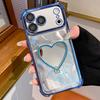 Heart-shaped Mirror Electroplated TPU + Acrylic Phone Case with Holder