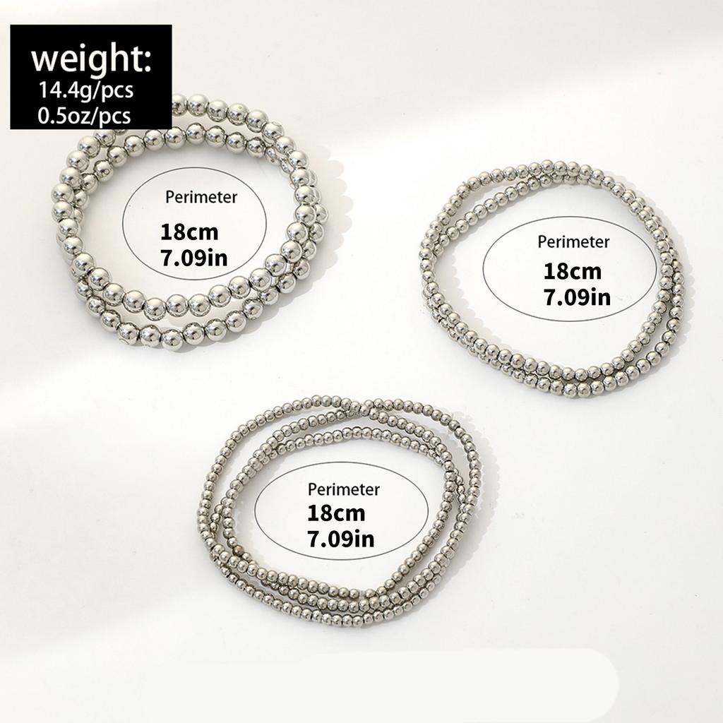 7pcs Beach Styles Geometric Beaded Bracelet Set Adjustable Length Designs Jewelry Accessory for Women and Teens