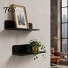 Wall Mounted Storage for Small Items 2PCS Hanging Floating Shelf, Adhesive-Backed/Hole Punching Installation Versatile Shelf Rental Design,