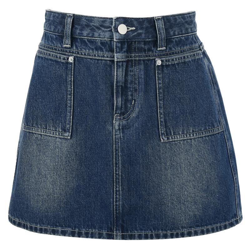 Sancai Vintage Washed Denim Short Skirt S