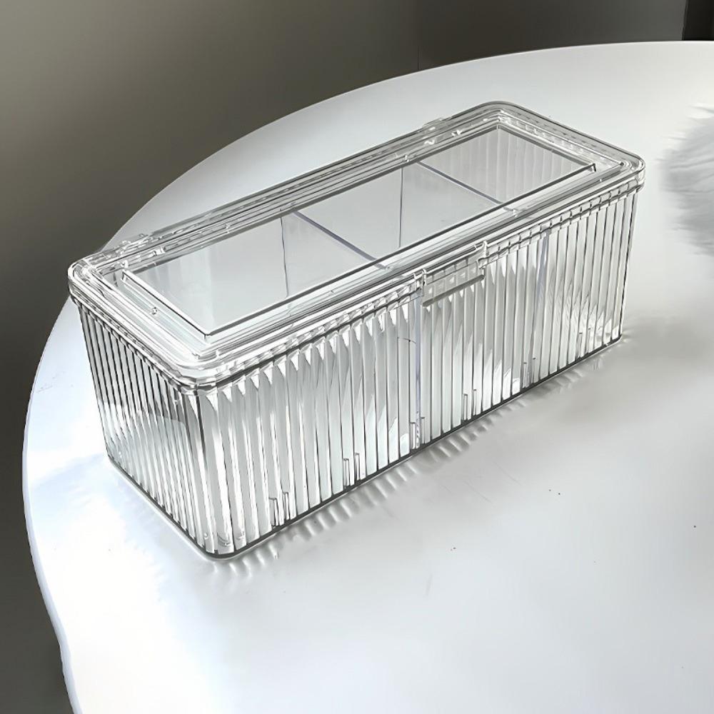 Plastic Tea Bag Storage Box Transparent Dust-proof Straw Storage Box Large Capacity with Lid Cosmetic Storage Box Bedroom