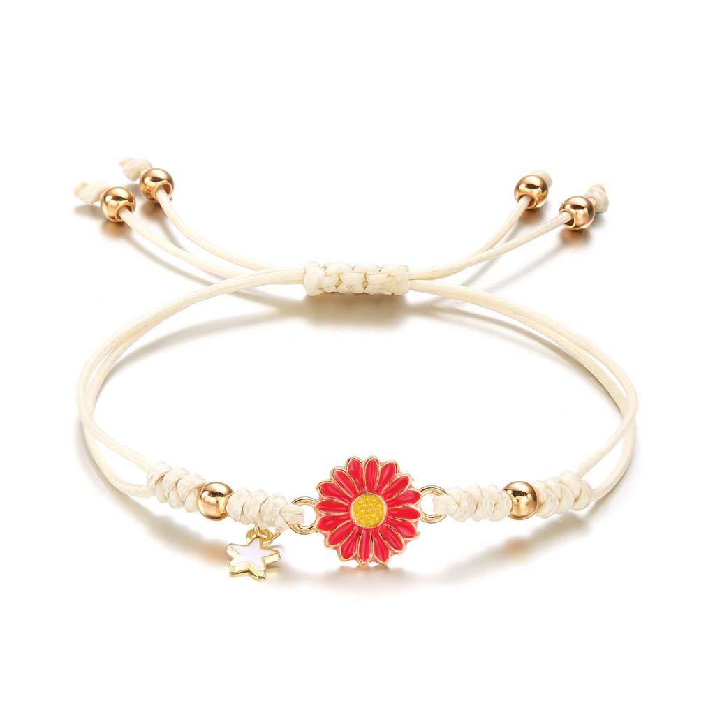 Boho Handmade Cartoon Star Flower Daisy Bracelet for Girl Women Strap Rope Bracelets Friendship Couples Jewelry Gift