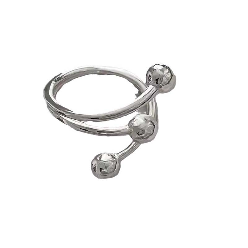 Fashion Copper Color Multilayer Ball Rings For Women Girls Minimalist Metal Geometric Lines Adjustable Finger Ring Jewelry Gifts