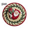 Holiday Party Floor Covering Round Christmas Rug, 39" Imitation Cashmere Santa Snowflake Pattern, Pattern Rug Area for Home Living Room Bedroom Decor