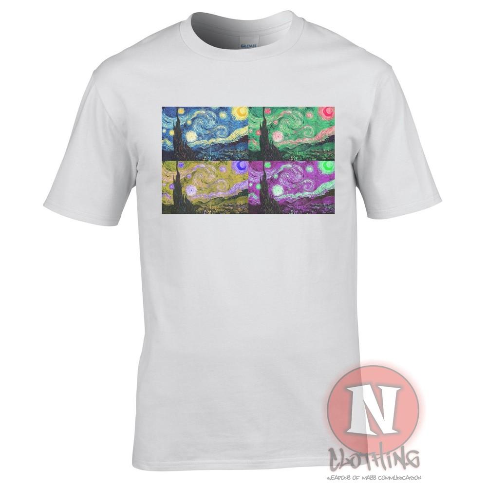 Camiseta Pop Art De Vincent Van Gogh Starry Night Estética Vaporwave