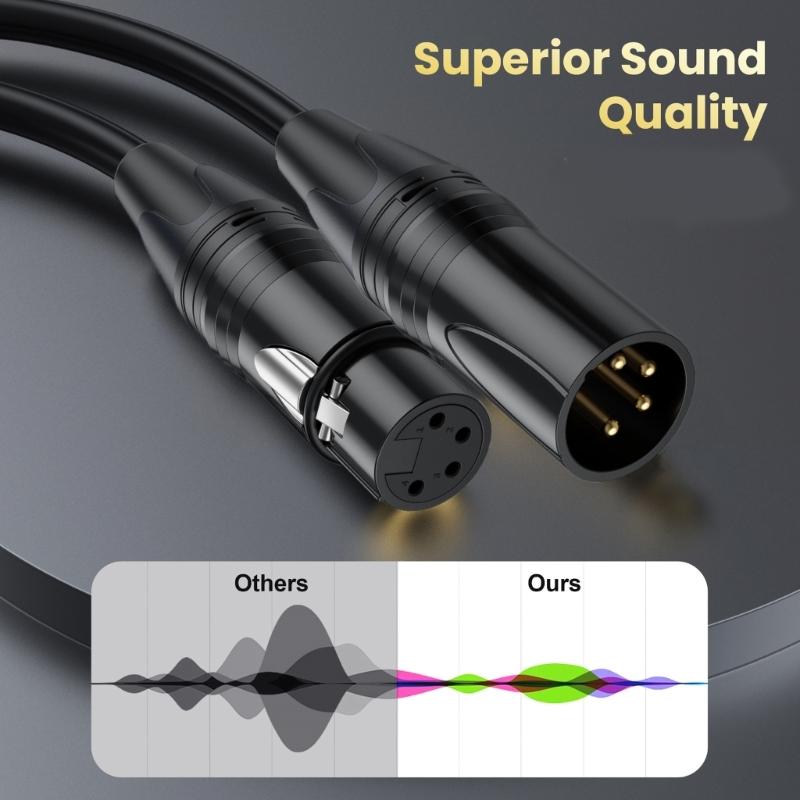 Durability 4Pin XLR Male to Female Y Splitter Cable for Splitting Merging Sound Signal in Professional Music Systems