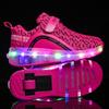 New Code Children's Single-wheel Runaway Shoes Vibrating Luminous Sole Double-wheel Colorful Light Wheel Shoes