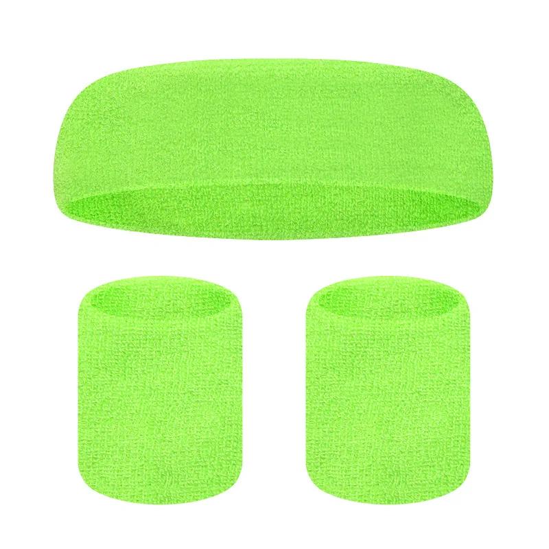 3PCs Mens Sports Headband Stretch Sweatband Elastic Outdoor Sport Sweat Headband Wristband Women Gym Running Tennis Headwrap one size светло-зеленый