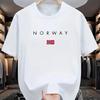 2026 léto nové čistá bavlna módní sportovní ležérní tričko NORWAY vzor potištěné kulatý výstřih krátký rukáv tričko top Unisex