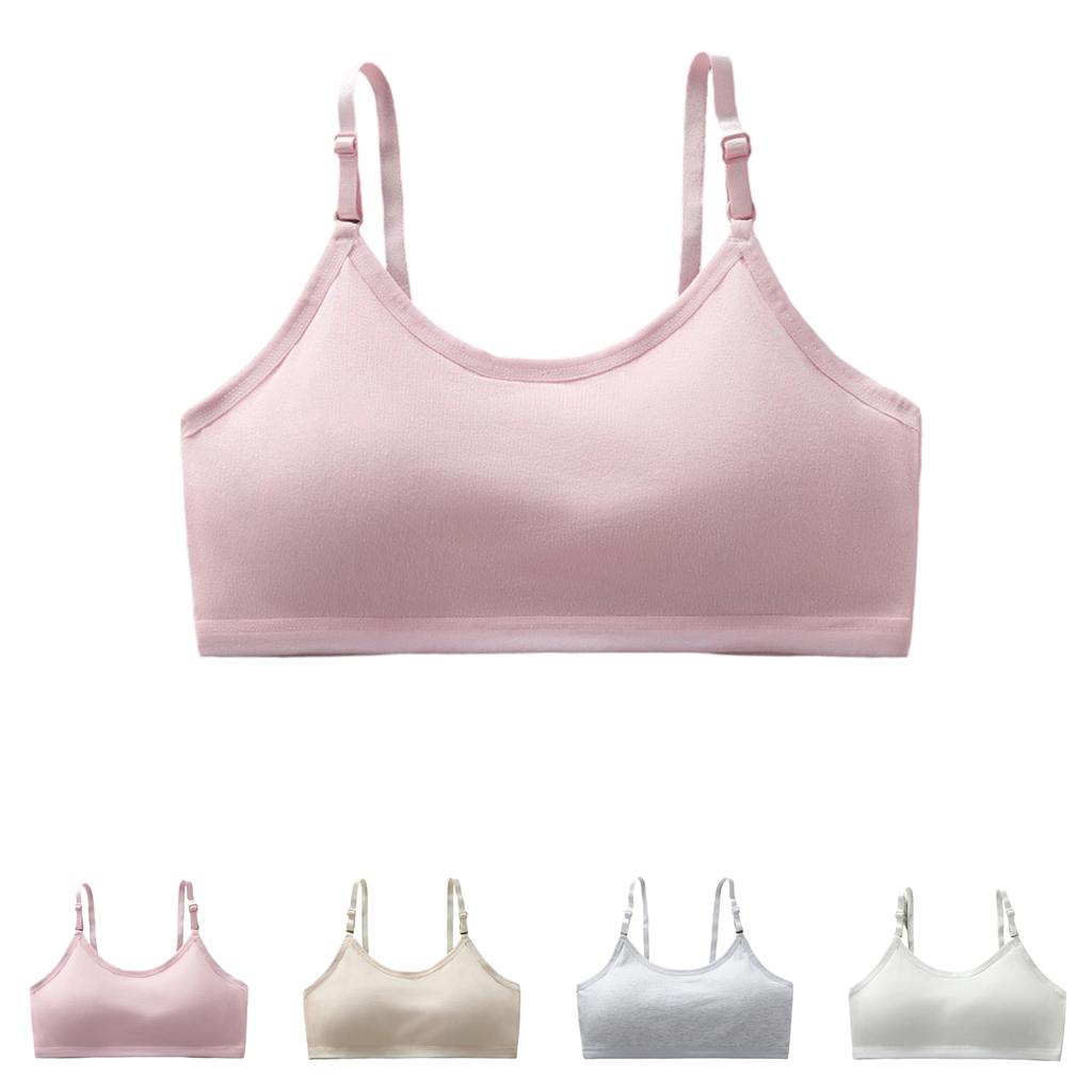 Adjustable Shoulder Strap Sports Bra For Girls (10-14 Years Old) With Fixed Cup