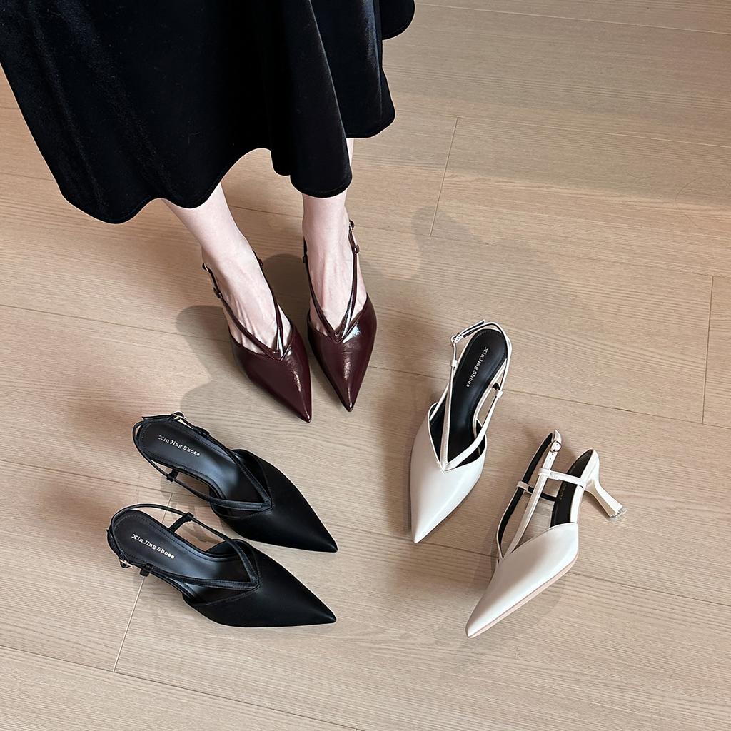699-117 Sexy V-shaped thin strap pointed high heels single shoes New temperament thin heels single shoes empty high heels women