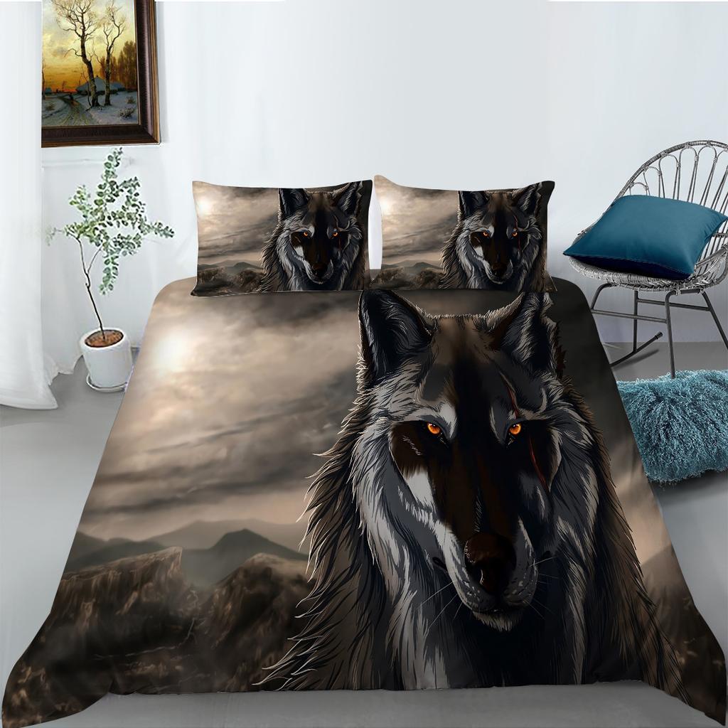 Fashion Wolf Digital Printing Bedding Two Or Three-Piece Set