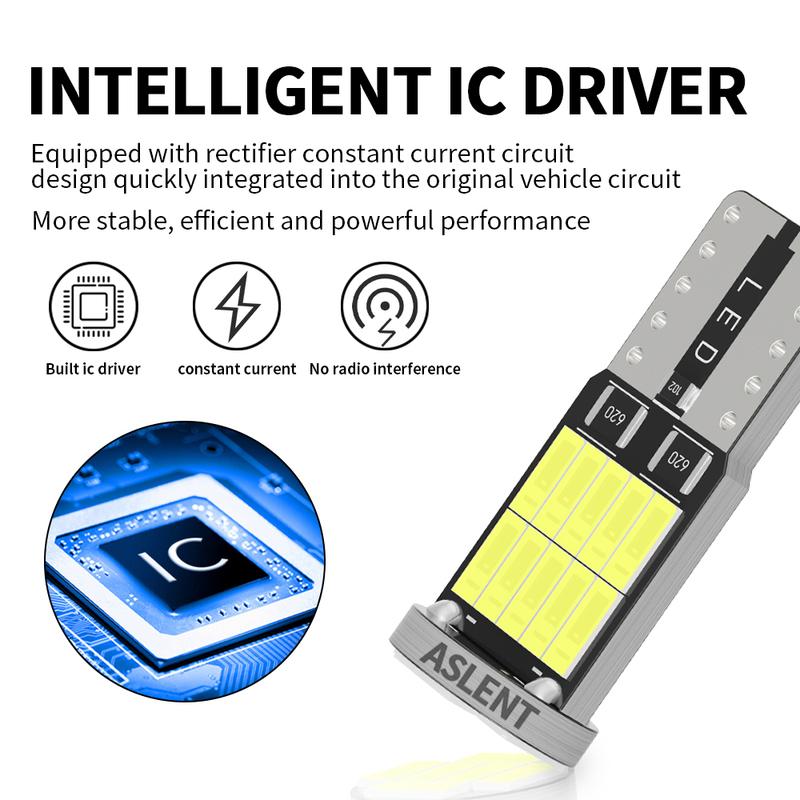 10pcs LED T10 W5W 194 501 LED Canbus No Error Car Interior Light T10 26 SMD 4014 Chip Pure White Instrument Lights Bulb Lamp