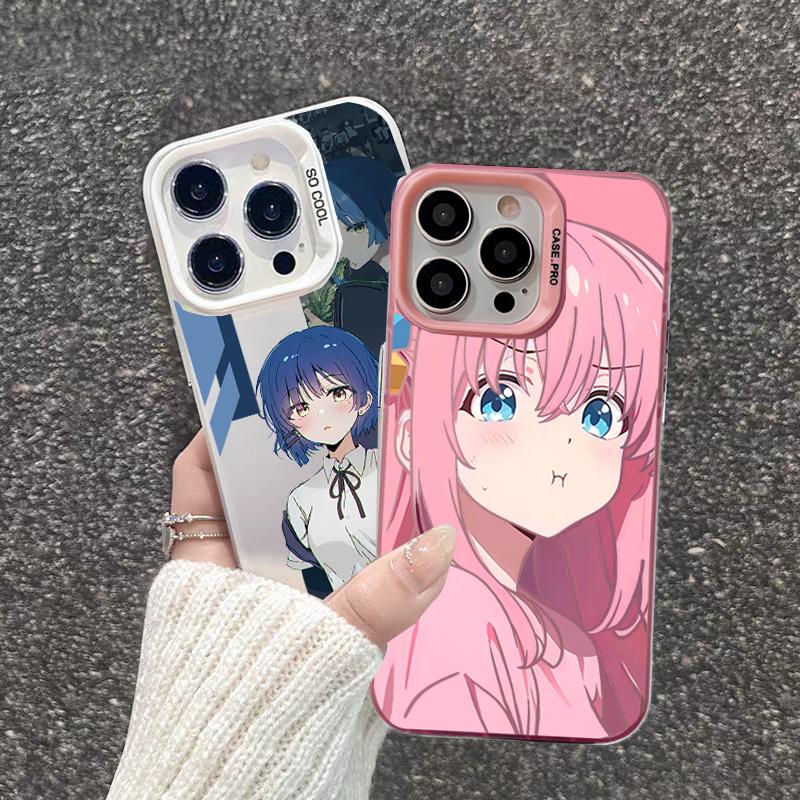 Cute Anime Bocchi The Rock Casing For Iphone 17 16e 16 15 14 13 12 11 Pro Max Plus 17 Air Armor Cartoon Plating Pink Phone Case