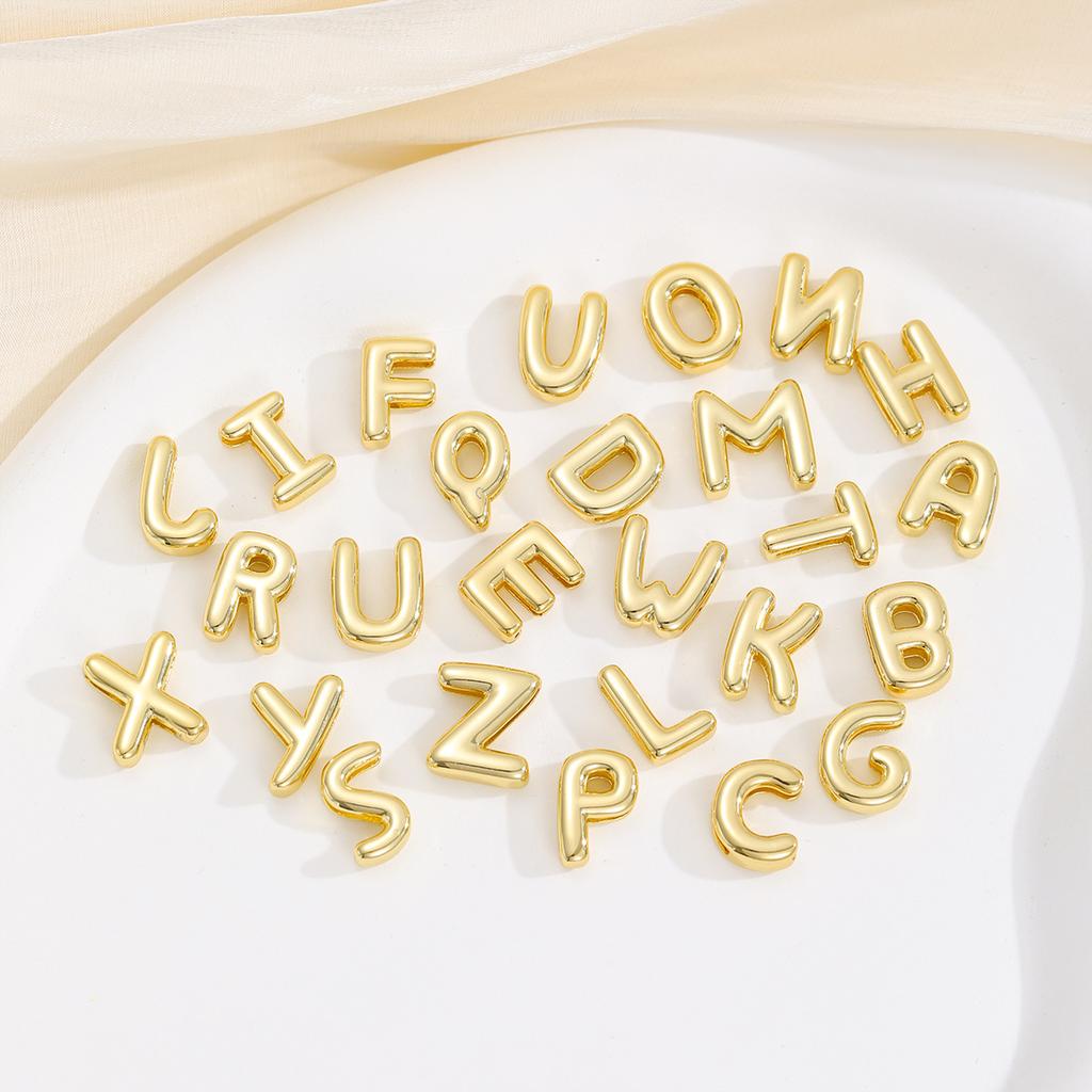 Delicate Chunky Balloon Bubble DIY Initial Letter Pendant Necklace for Women Men Stainless Steel Gold Plated Necklaces