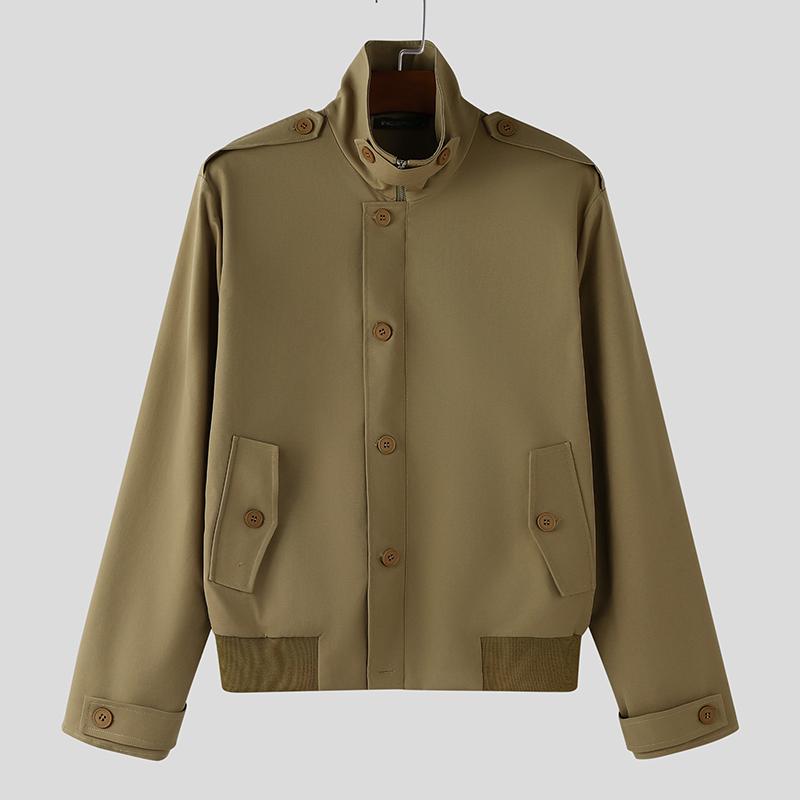 INCERUN Autumn Men Stand Neck Long Sleeve Casual Buttons Jackets Coats