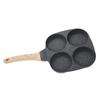 Aluminum 4 Cup Egg Frying Pan Non Stick Egg Cooker Pan Pancake Pan Easy Clean Wooden Handle For Gas Stove Induction Cookware