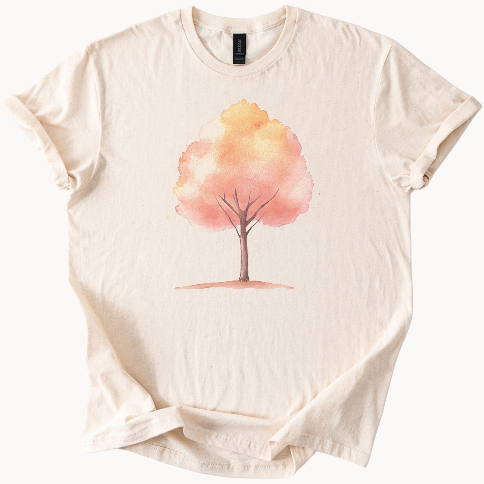Watercolor Autumn Tree Graphic T Shirt Artistic Fall Leaves Pastel Nature Tee Hand Painted Tree Shirt Mens Nature Lover Gift 120