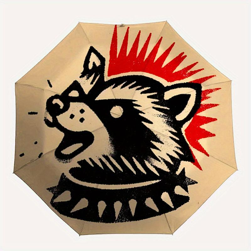 

1pc Raccoon Punk Automatic Open/Close Umbrella, Portable Folding Umbrella for Travel, Themed Events, It is suitable as a gift for various festivals, O