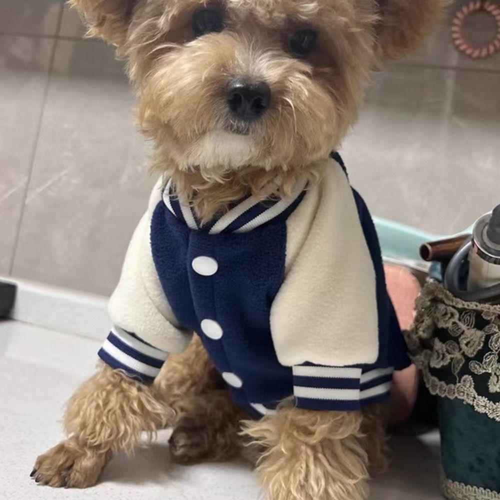 Material Pet Clothing Windproof Design Thick Fabric Dog Clothing Baseball Uniform Style Soft Fleece Cat Clothing Medium Dogs